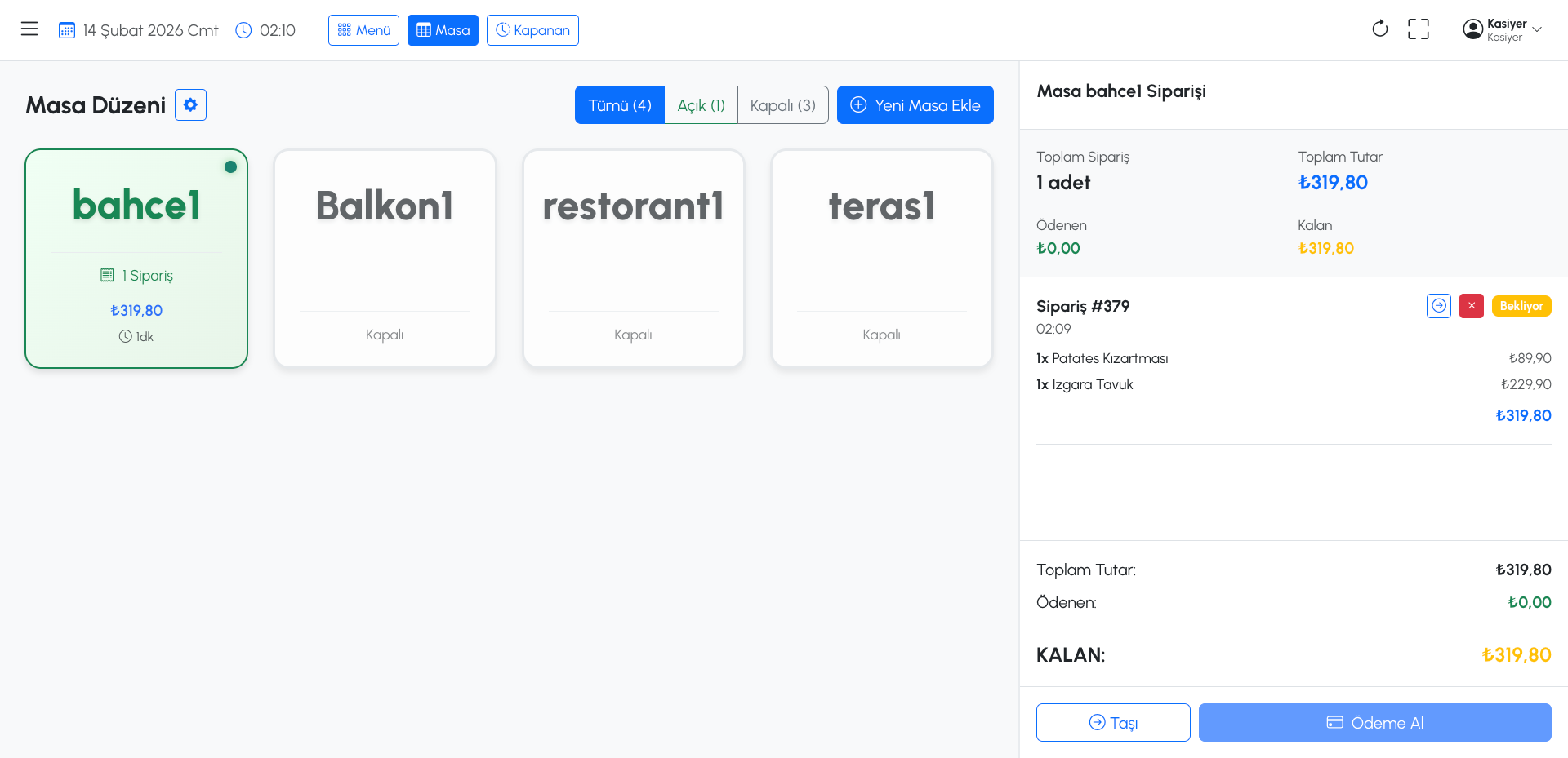 MenuPlus Masa Düzeni