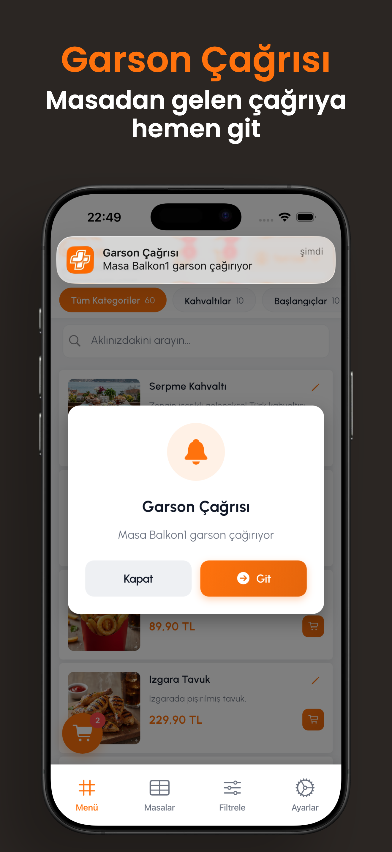 Garson çağrısı bildirimi